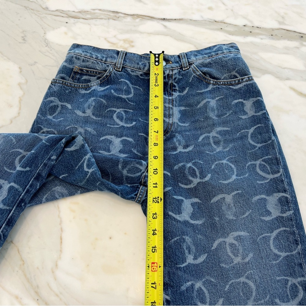 CHANEL 23N CC DARK BLUE SILVER SEQUINS BOOT CUT JEANS SIZE FR 36 / US 4 NWTS! - Picture 12 of 16